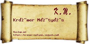 Krámer Mátyás névjegykártya
